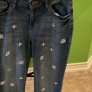 Floral Embroidered Straight Leg Jeans